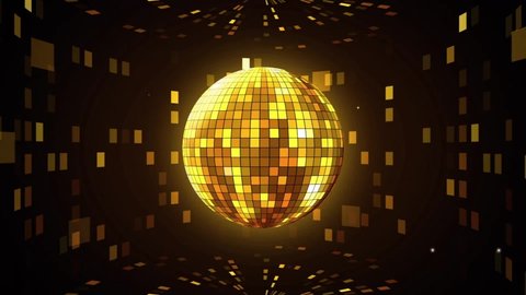 VJ Background Gold Disco Ball on Particles