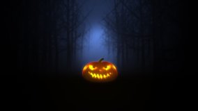 Glowing Jack o Lantern Bouncing Through the Spooky Woods. 3D Illustration Animation. Shallow Depth of Field - Powered by Shutterstock - Get 15% off with code: PIKWIZARD15
