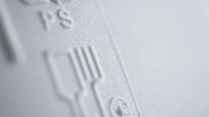 Closeup view of ps sign and other eco-labels on white background packaging spbd. From polystyrene make containers for eggs, packs for meat and also disposable dishes. You can recycle, but it is better | Shutterstock HD Video #1061106700