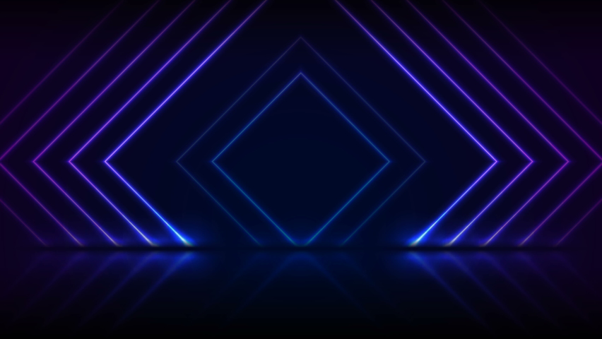Blue and purple neon laser squares with reflection. Abstract technology motion background. Seamless looping. Video animation Ultra HD 4K 3840x2160 Royalty-Free Stock Footage #1061108446