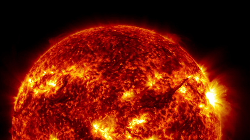Massive Solar flares spewing out from the surface of the sun - (Some elements furnished by NASA) | Shutterstock HD Video #1061113879