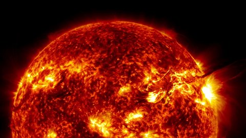 Massive Solar flares spewing out from the surface of the sun - (Some elements furnished by NASA)