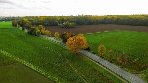 Aerial timelapse from road in Germany countryside