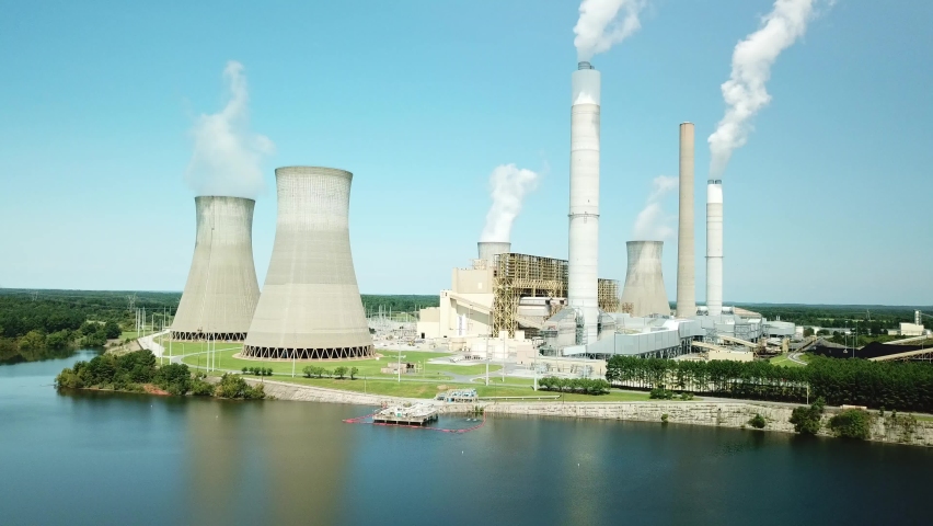 Coal-fired Power Plant Scherer in Georgia Royalty-Free Stock Footage #1061119936