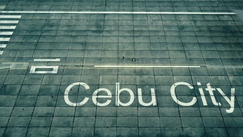 Plane landing at the airport of Cebu city