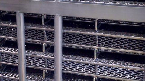 modern industrial equipment. empty metal pallets for storing raw materials. close-up.