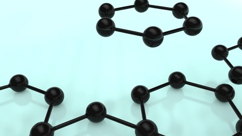 3D animation of building a crystal lattice, graphene molecules. Abstract 3D background of revolutionary scientific technologies, material of the future, graphene.
