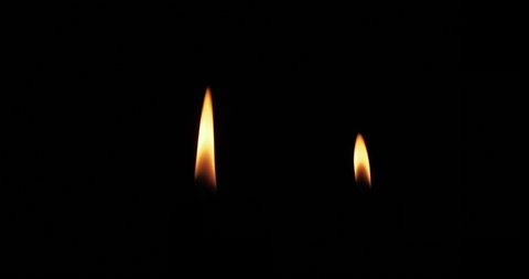Two Realistic Candle Flame. 2 Different Candlelight isolated on transparent background. Footage has luma mate. Apple ProRes 422