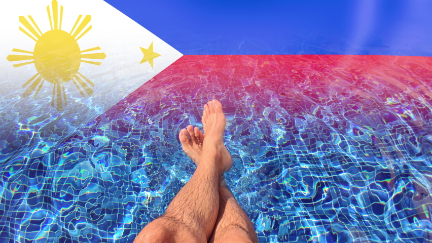 Philipines national flag and Man