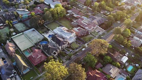 aerial of a lovely residential town in Australia in the summer
