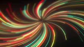 Abstract animation of neon lines twisted into a spiral. Effect depth of field. 3d rendered 4k 60 fps footage
