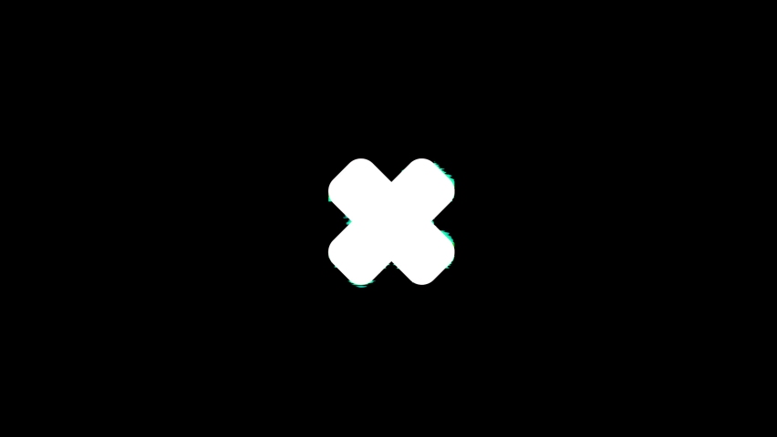 Animation - glitch cross mark X modern background.