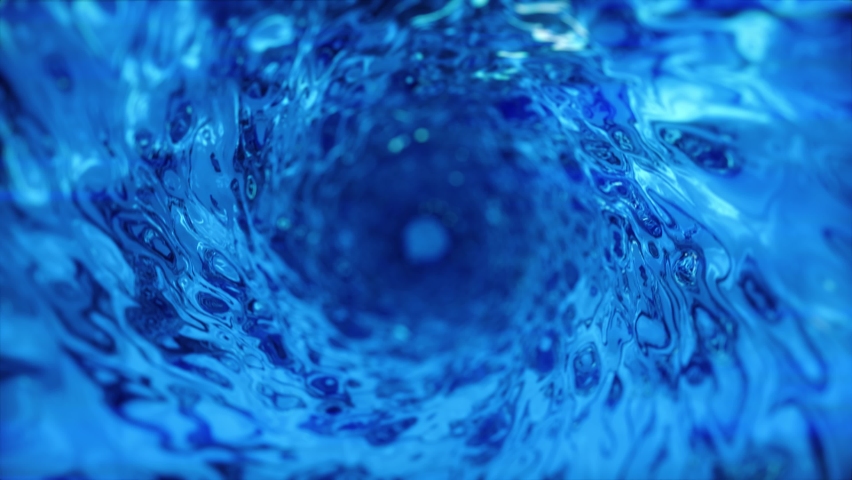 Abstract blue water background. Slow motion shot of rotating water. Shallow depth of field. Seamless loop 3d animation of 4k UHD Royalty-Free Stock Footage #1061163787