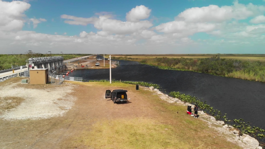 Aerial view of the Everglades National Park, Florida, United States. Swamp and wetlands on a beautiful day