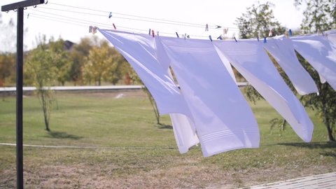 clothes after washing on a line