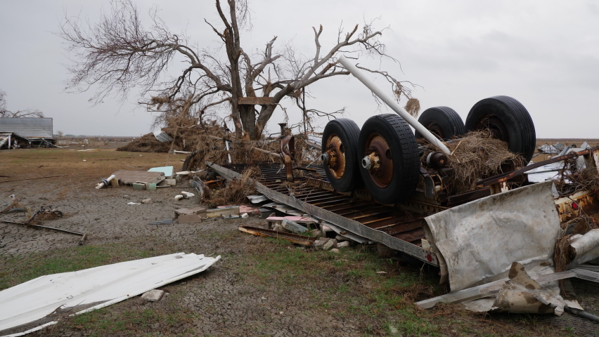 Hurricane Laura Storm Damage In Cameron, LA During The 2020 Hurricane Season