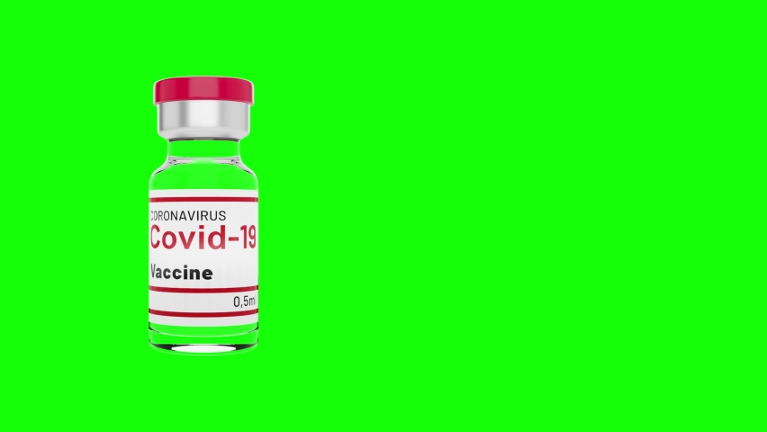 Coronavirus Covid-19 Vaccine Bottle Looped Seamless Rotations on Green Screen Backgroung. Luma Matte Transition.  | Shutterstock HD Video #1061181916
