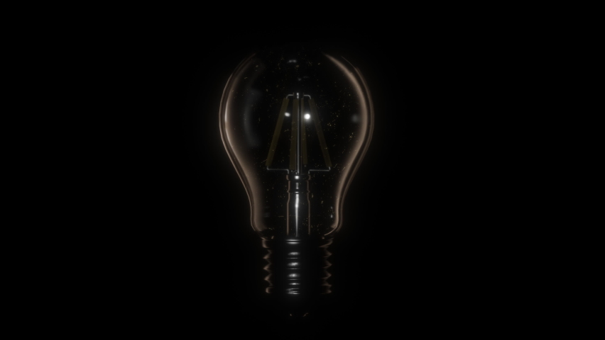 Switching on, turning off light bulb animation. Warm yellow light over dark black background. Bright glowing and flickering Edison Tungsten lamp. Retro vintage form. Creative idea concept. 3D 4K clip  | Shutterstock HD Video #1061184097