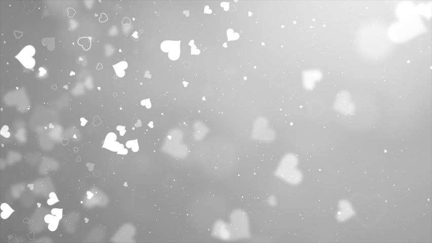Abstract White Shiny Heart Shape Bokeh lights Glitter Defocused Particles Loop Background Animation. birthday, anniversary, celebration, Holiday, New Year, Party, event Celebrations, Invitation