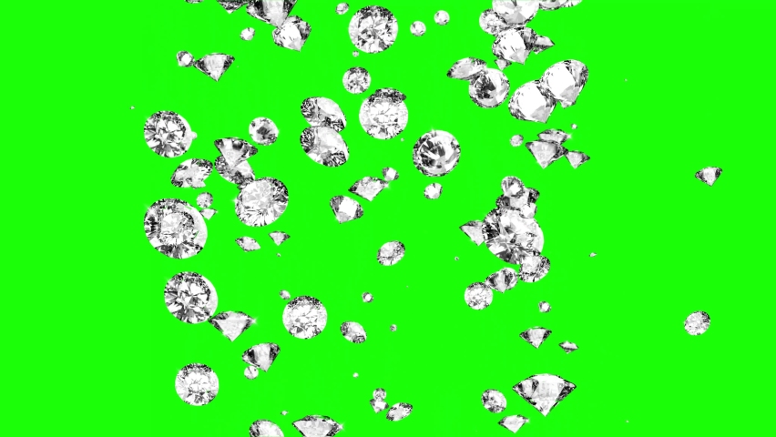 Beautiful Shiny Sparkling Diamond Gems Falling 4K Seamless Loop Motion Background 3d Animation green screen. High Class, Wealth, Luxury, Rich, VIP, Glittering, Diamonds, Money.