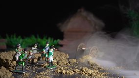 Video of handmade small tin soldiers and war reconstruction
