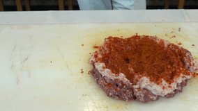 meat kebab restaurant chefs, making minced meat in Turkey. Meat mincing is called local minced meat ( satir kiyma ) or armor minced (zirh kiyma). Video