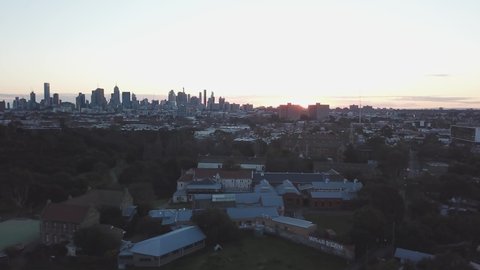 Sunset on Melbourne City view from Abbotsford