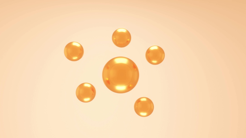 Animation combination serum bubbles and vitamin, concept skin care cosmetics solution.