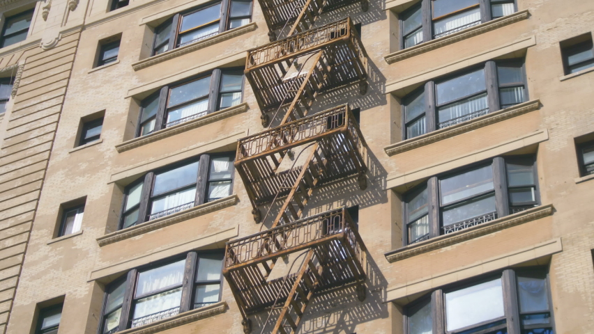 emergency stairs on building 4k slow Stock Footage Video (100% Royalty