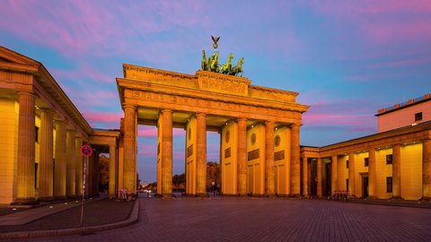 Night to Day Hyper Lapse of Brandenburg Gate, Berlin, Germany