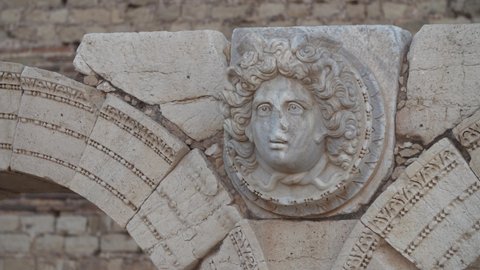 Heads of Gorgon at the new severan forum.
Leptis Magna Leptis Magna was a prominent city of the Roman Empire, its ruins are located in Khums, east of Tripoli in Libya.