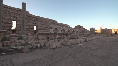 Heads of Gorgon at the new severan forum.
Leptis Magna Leptis Magna was a prominent city of the Roman Empire, its ruins are located in Khums, east of Tripoli in Libya.