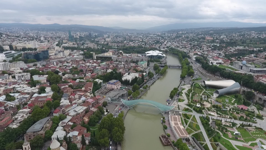 Georgia, Tbilisi, Aerial View Drone Stock Footage Video (100% Royalty ...