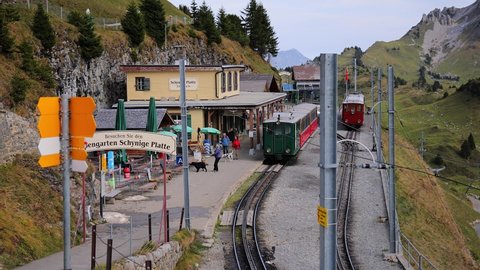 Cog railway station Schynige Platte - COUNTY OF BERN, SWITZERLAND - OCTOBER 9, 2020