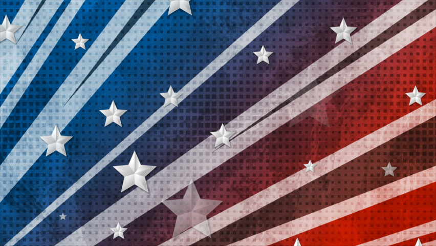 USA colors, stars and stripes abstract grunge motion design. Seamless looping. Video animation Ultra HD 4K 3840x2160