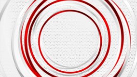 Red and grey glossy circles and dark dots abstract geometric motion background. Seamless looping. Video animation Ultra HD 4K 3840x2160