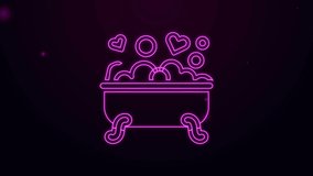 Glowing neon line Romantic in bathroom icon isolated on black background. Concept romantic date. Romantic Bathroom with heart favorite foam. 4K Video motion graphic animation. - Powered by Shutterstock - Get 15% off with code: PIKWIZARD15