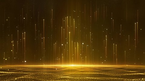 Background of golden light and particles rising, particles wave stage
