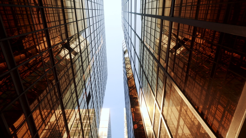 Vertical View of Modern High Rise Skyscraper Buildings in the City. Business District Economy Development Growth Background Hong Kong City Skyline Royalty-Free Stock Footage #1061304613