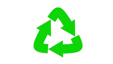 Recycle Logo Rotating Animation on White background and Green Screen