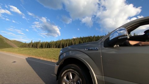 Hinton , AB / Canada - 10 22 2020: Ford F150 Pickup Truck Seen Driving On Highway Near Hinton Alberta