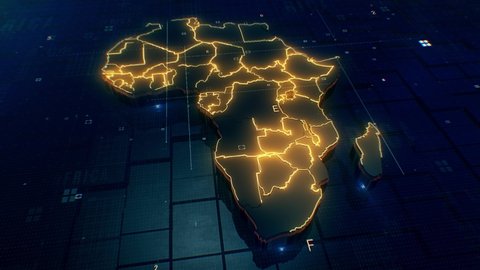 Africa map Digital background Loop 4k 