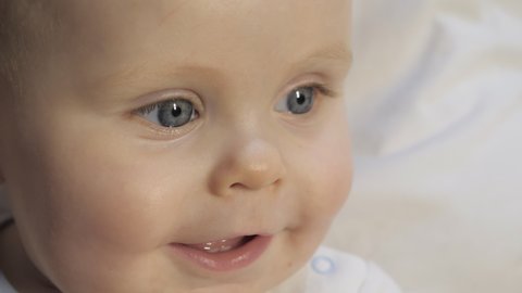 Portrait Of Cute Blue Eyed Baby Video De Stock 100 Libre De Droit Shutterstock