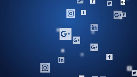 4K Flying icons of social media in the world 4K 3D Green Screen Loop Animation. facebook, instagram, youtube, skype, twitter. Advertisement, Promotion, Internet, Marketing, network, celebration,