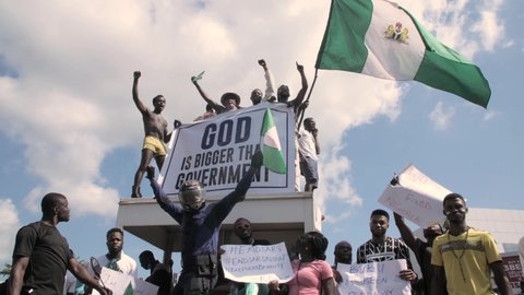 ABUJA / NIGERIA - OCTOBER 18th 2020: END SARS  AND POLICE BRUTALITY PROTESTS IN NIGERIA 