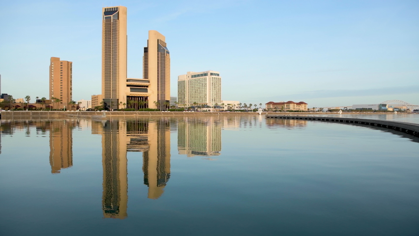 Corpus Christi, Texas, USA skyline on the bay in the day. Royalty-Free Stock Footage #1061325868