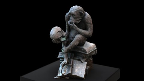 Ape with skull - zoom out - 3D model animation on a black background

Title:Affe mit Schädel
Author:noe-3d.at
Source:sketchfab.com
License: CC Attribution