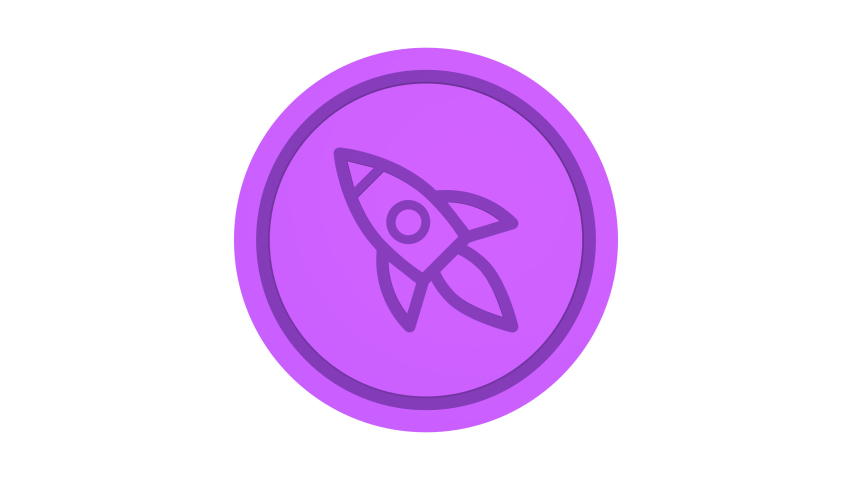 Rocket 3d icon. Purple color. Alpha channel. Looped animation. 3d object