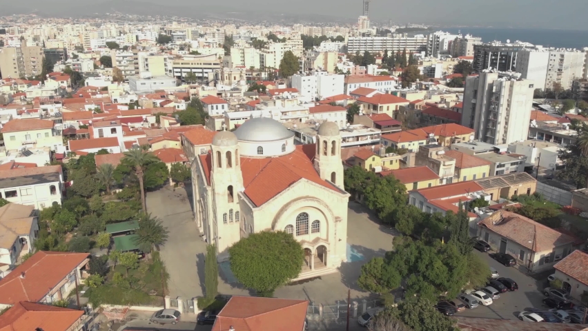 Cathedral in Limassol, Cyprus - Aerial view | Shutterstock HD Video #1061343793