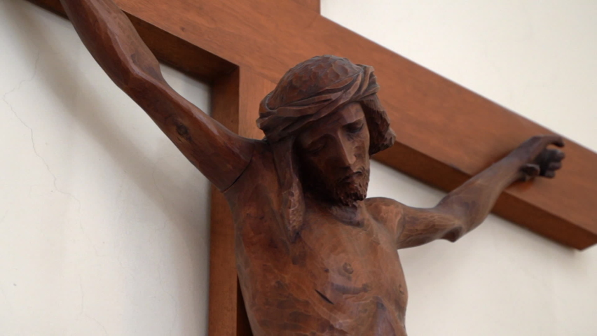 wooden statue jesus christ crucifixion on Stock Footage Video (100%  Royalty-free) 1061352274 | Shutterstock